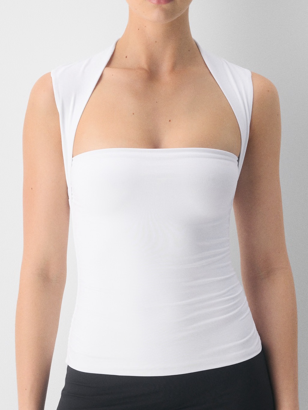 Aritzia Women M White Ruched Square Neck Original Contour Flourish Top Nwot